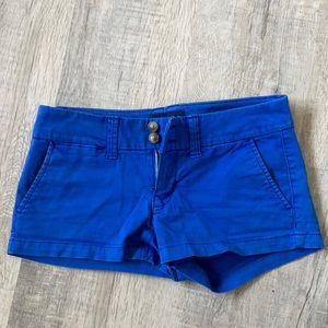 Bright blue short shorts